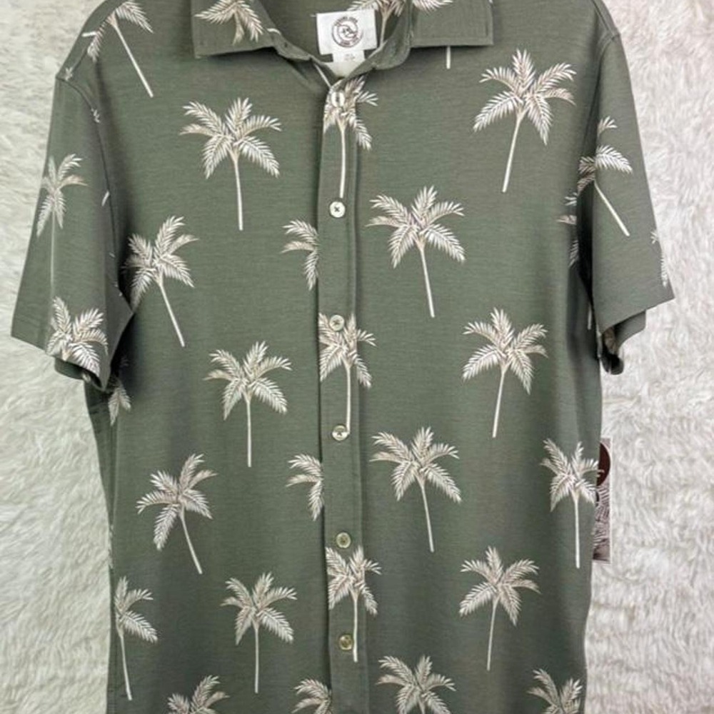 Panama Jack Men's Palm Tree Button-Up Shirt Size Small NWT Stretch Modal